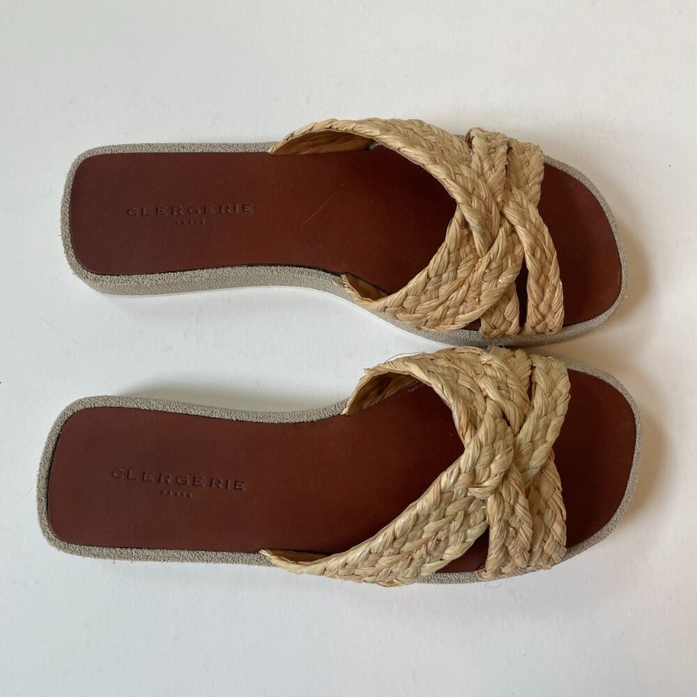 Robert Clergerie Gael Raffia Flatform Sandals Size 38 Boho Slip-On - Picture 2 of 3